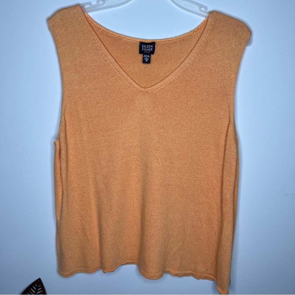 Eileen Fisher Washable Wool Crepe Tank Top Knit V‎ Neck D9